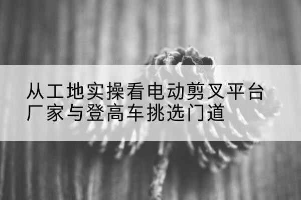 郸城电动剪叉升降平台厂家-从工地实操看电动剪叉平台厂家与登高车挑选门道
